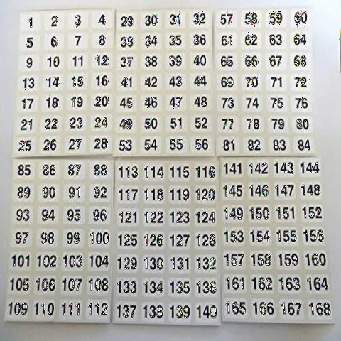 Sequential Number Labels