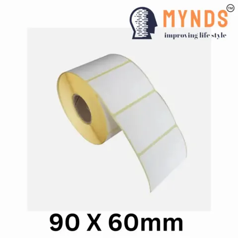 Mynds Paper Barcode Label Roll – 90 X 60mm